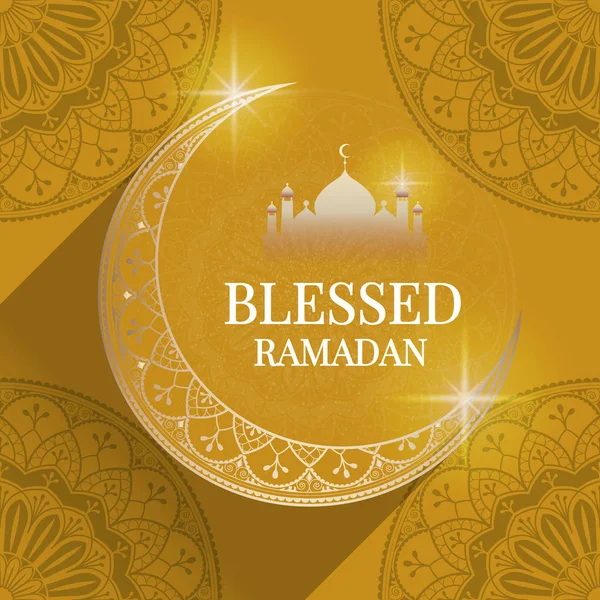 Abençoado Vetor Design Cartão Ramadan — Vetor de Stock