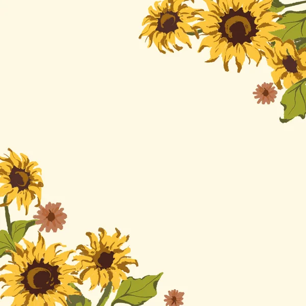 Sonnenblumenmuster Mit Beigem Hintergrund — Stockvektor