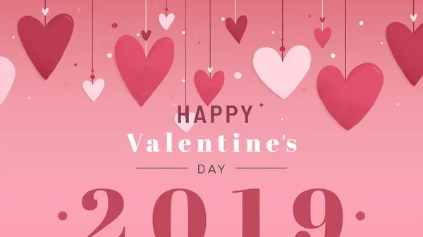 Feliz Dia Dos Namorados 2019 Vetor Design Cartão —  Vetores de Stock