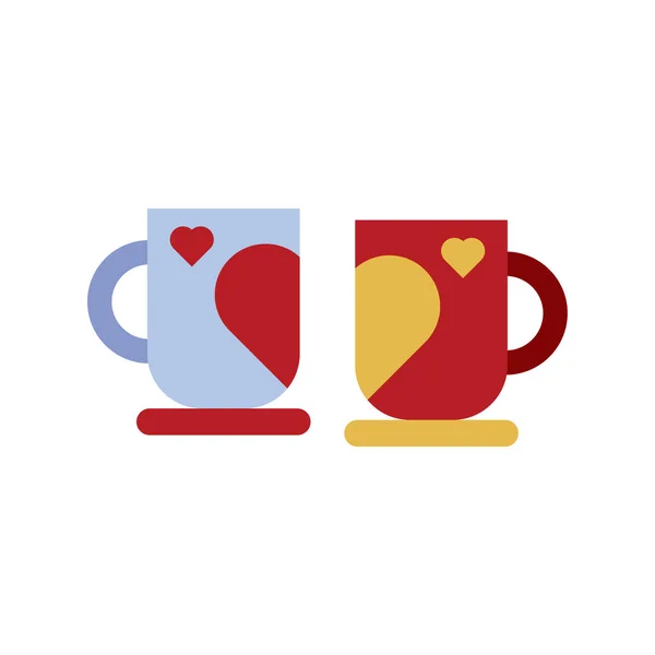 Taza Taza Corazón Para Vector Pareja — Vector de stock