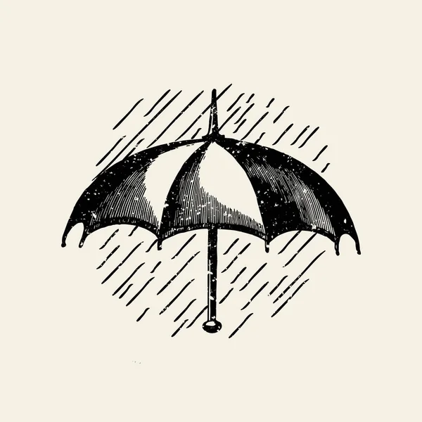 Parapluie Dans Vecteur Insigne Pluie — Image vectorielle