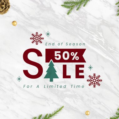 % 50 Noel satış işareti mockup
