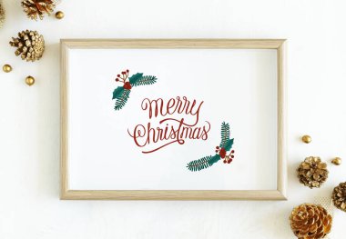 Bir çerçeve mockup neşeli Noel çizimde