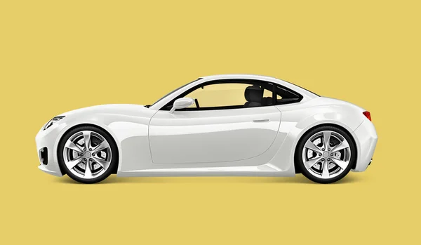 Zijaanzicht Van Een Witte Sportwagen — Stockfoto