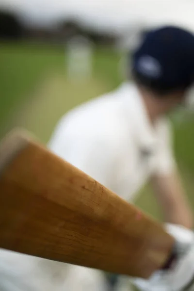 Cricketspieler Auf Dem Feld Aktion — Stockfoto