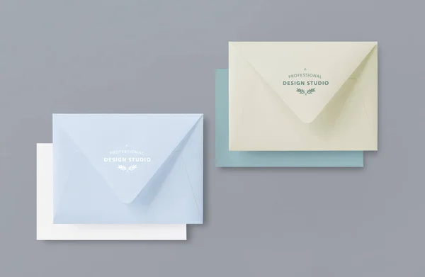 Mockups Envelope Fechado Com Cartões Convite — Fotografia de Stock