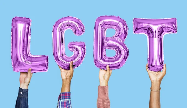 Globos Alfabeto Púrpura Que Forman Palabra Lgbt — Foto de Stock