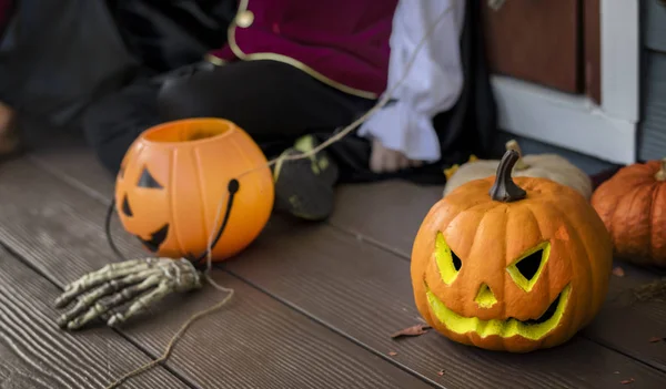 Abóboras Halloween Decorações Livre — Fotografia de Stock