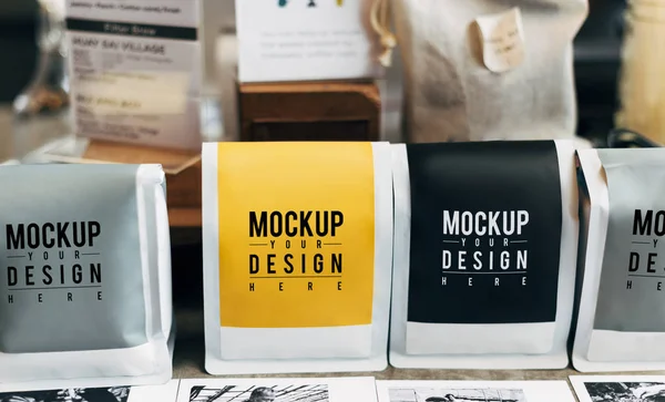 Mockup Kaffebönor Förpackningar — Stockfoto