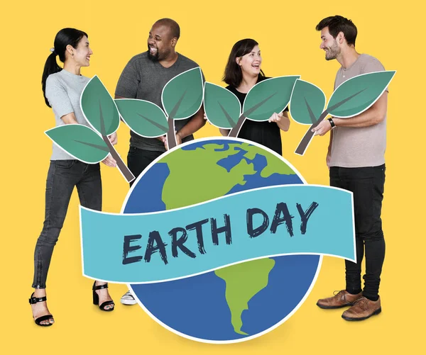 Människor Som Stöder Miljövård Earth Day — Stockfoto