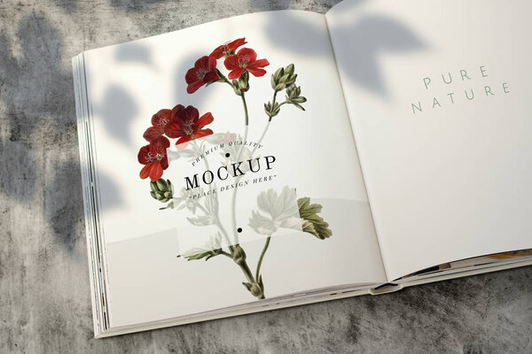 Floral Magazine Mockup Blank Space — Stock Photo, Image