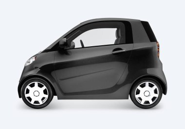 Siyah microcar 3D yan görünüm
