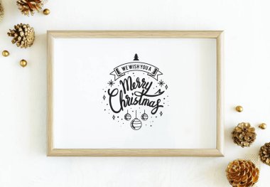 Bir çerçeve mockup neşeli Noel çizimde