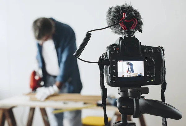 Kamera Nimmt Ein Video Für Einen Diy Blogger Auf — Stockfoto