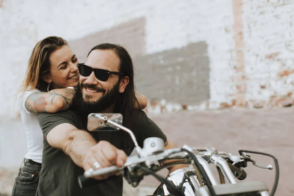 Portrait Cool Biker Couple — Stock Photo, Image