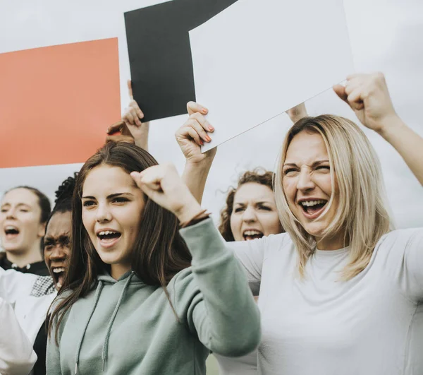 Group Angry Female Activists Protesting — Stock Photo, Image