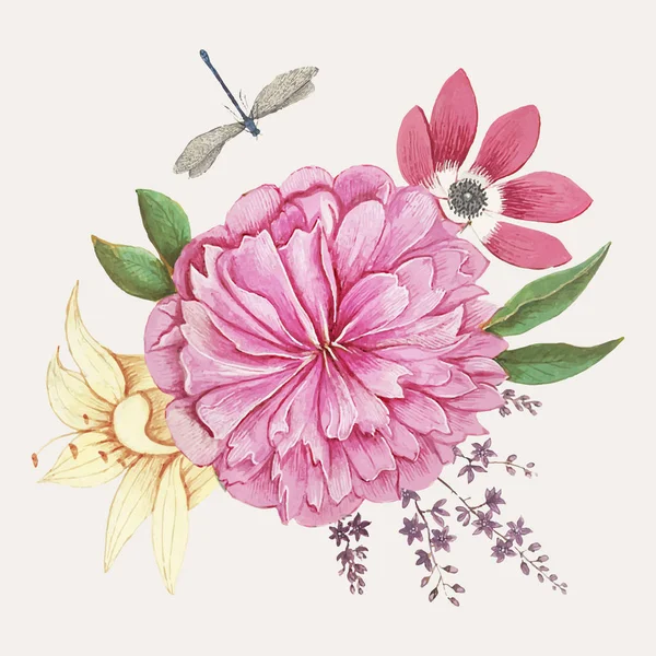 Vintage Rosa Silvestre Flor Ilustración Vector — Archivo Imágenes Vectoriales