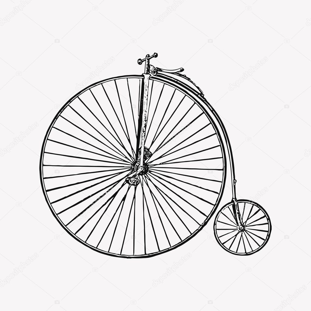 Vintage big wheel bicycle engraving 