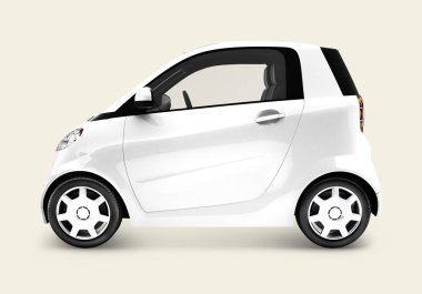 Beyaz microcar 3D yan görünüm