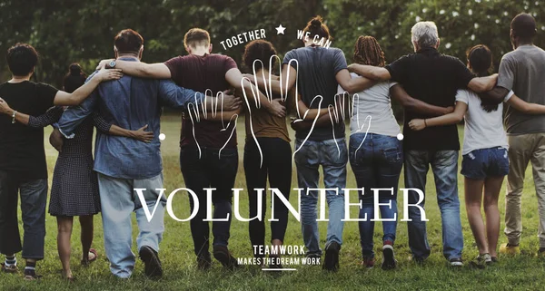 Suporte Voluntários Mãos Ajuda Gráfico Serviço Comunitário — Fotografia de Stock