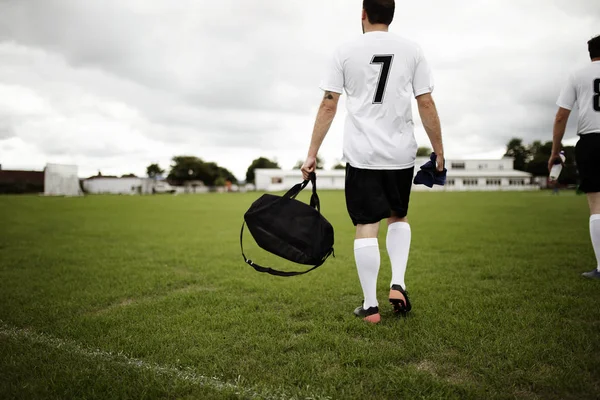 Jugador Fútbol Listo Para Practicar — Foto de Stock