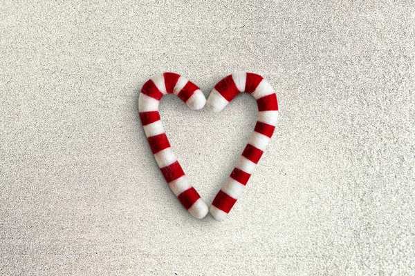 Forma Corazón Caramelo Bastón Dulces Flatlay — Foto de Stock