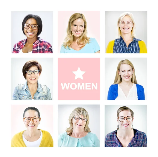 Porträt Multiethnischer Fröhlicher Frauen — Stockfoto