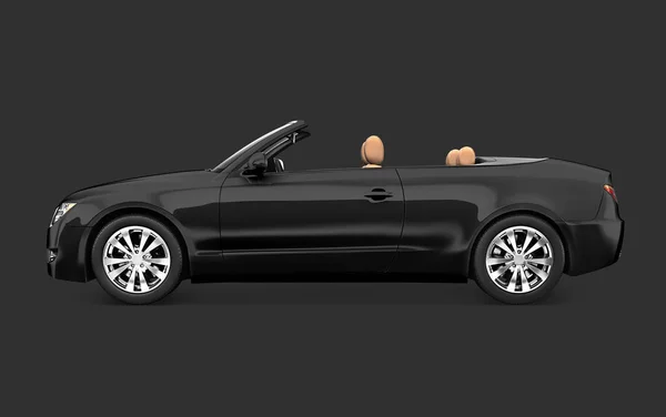 Siyah Bir Cabrio Yan Görünüm — Stok fotoğraf