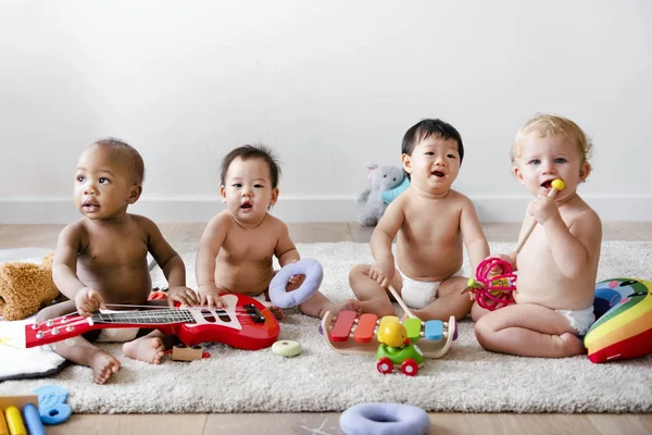 Babies Playing Together Play Room — Stock Photo, Image