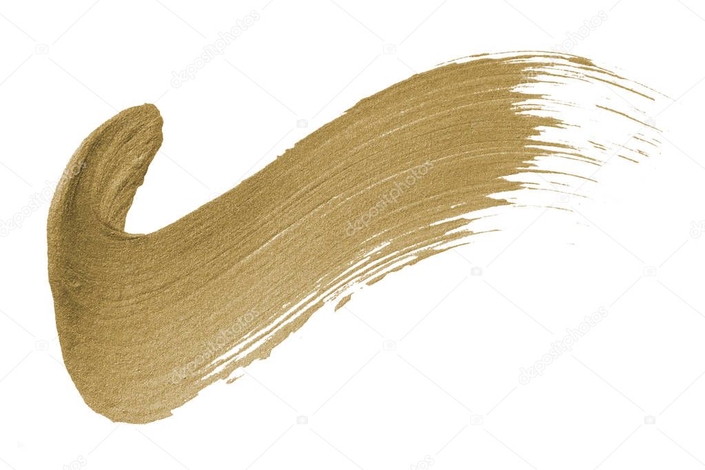 Tick mark shimmery golden brush stroke