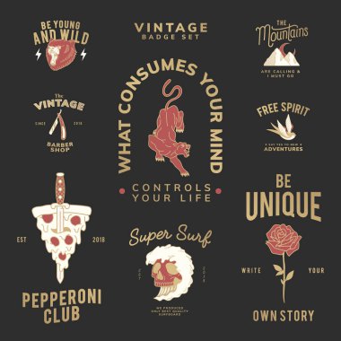 Motivasyonel vintage rozet logo vektörü