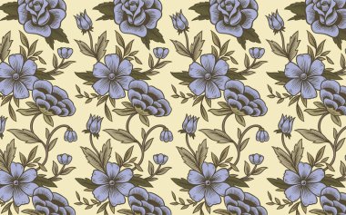 Klasik el çizimi çiçek desenli arkaplan