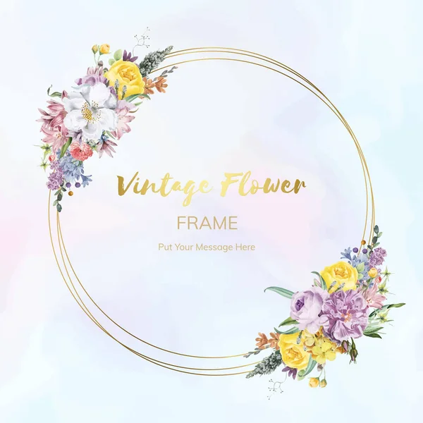 Vintage Bloemen Bruiloft Frame Vector — Stockvector