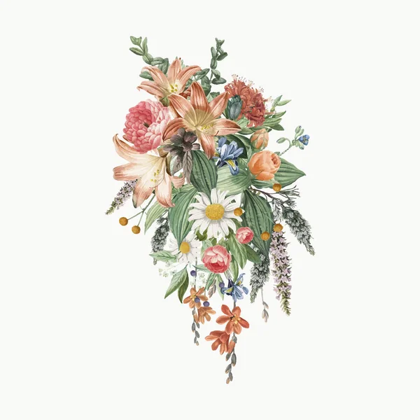 Floraison Colorée Vecteur Fleurs Vintage — Image vectorielle