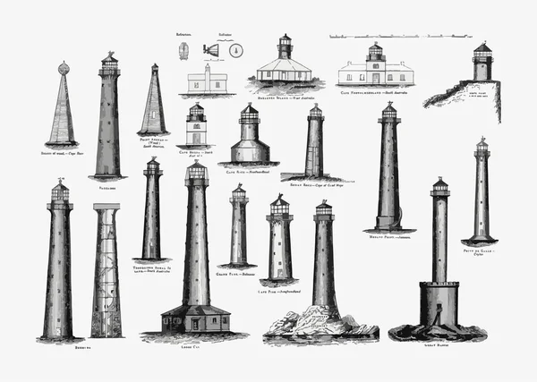 Ilustración Faros Vintage Vector — Archivo Imágenes Vectoriales