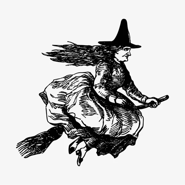 Jazda Wektor Ilustracja Miotle Witch — Wektor stockowy