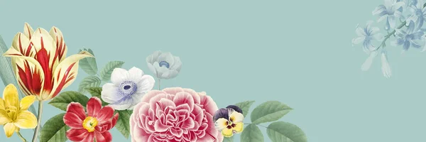 Diseño Banner Floral Blanco Vector — Archivo Imágenes Vectoriales