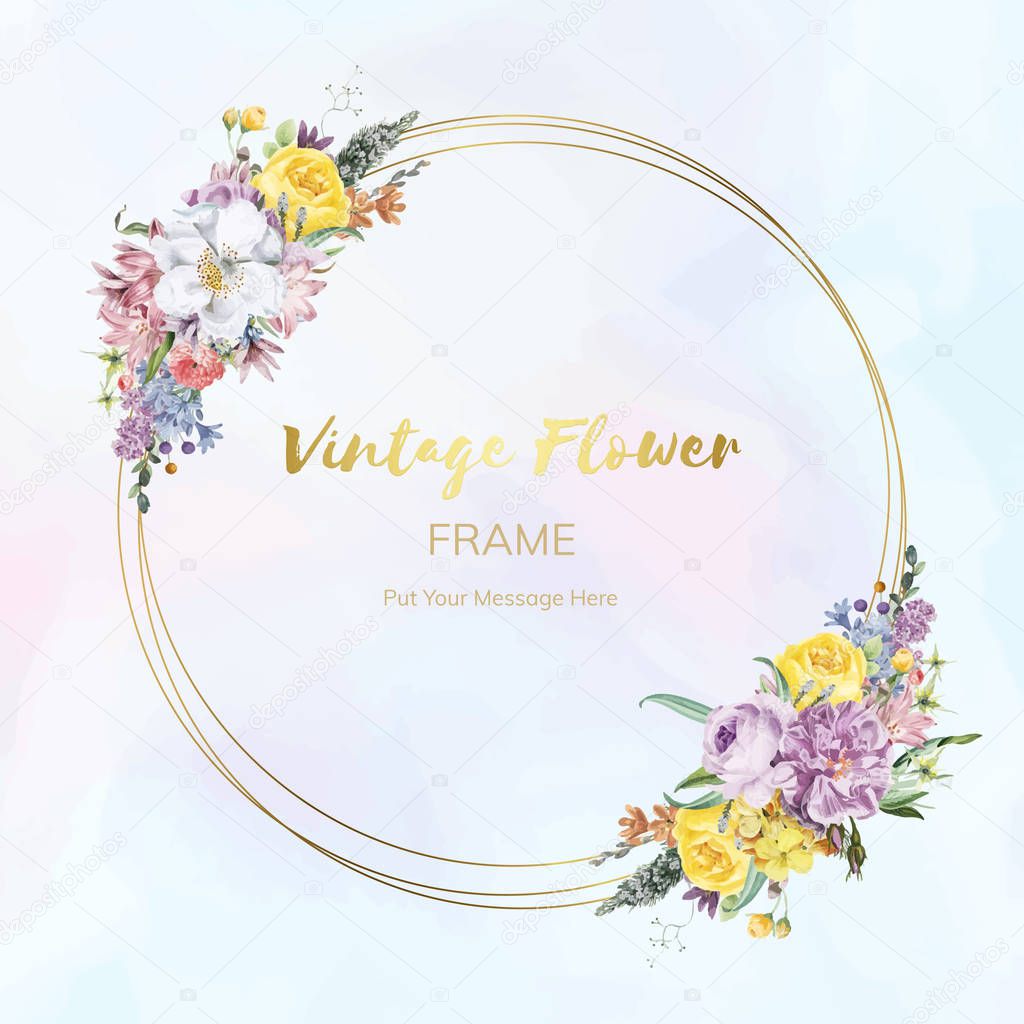 Vintage floral wedding frame vector