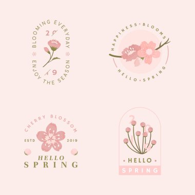 Pembe kiraz çiçeği rozet vektörü