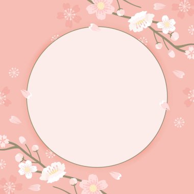 Pembe kiraz çiçeği çerçeveli vektör