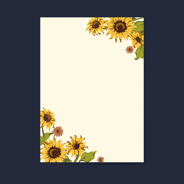 Leere Sonnenblumen Einladungskarte Attrappe Vektor — Stockvektor