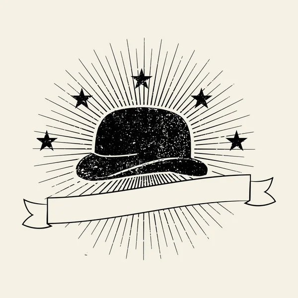 Sombrero Retro Con Estrellas Insignia Vector — Vector de stock