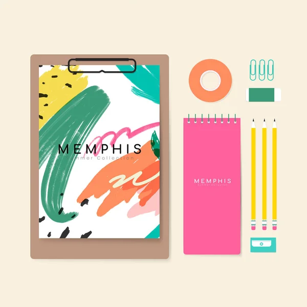 Zomer Memphis Ontwerp Briefpapier Vector — Stockvector