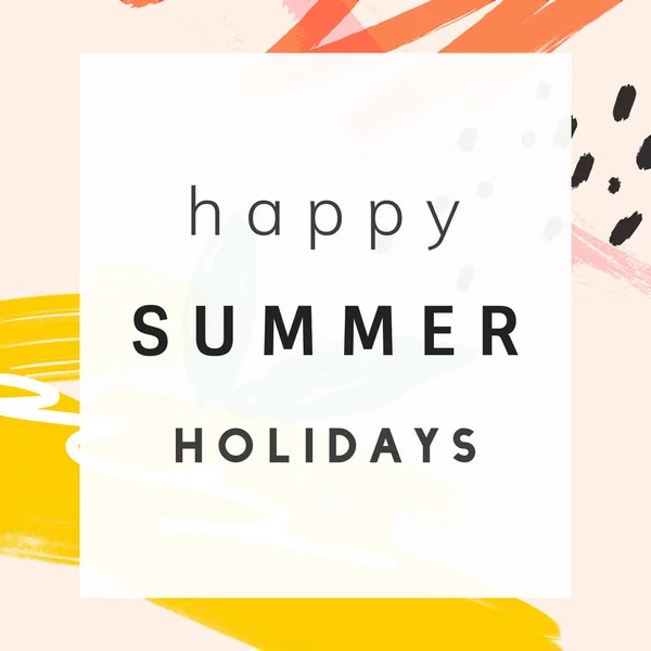 Happy Summer Holidays Memphis Design Vector — Stock Vector