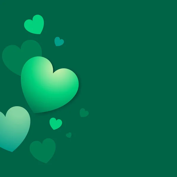 Yeşil Renkli Kalpler Arka Plan Vektör — Stok Vektör