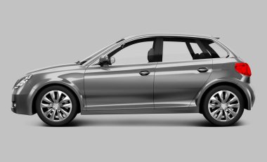 Gümüş bir hatchback 3D yan görünüm