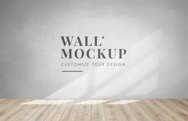 Bir gri duvar mockup boş oda