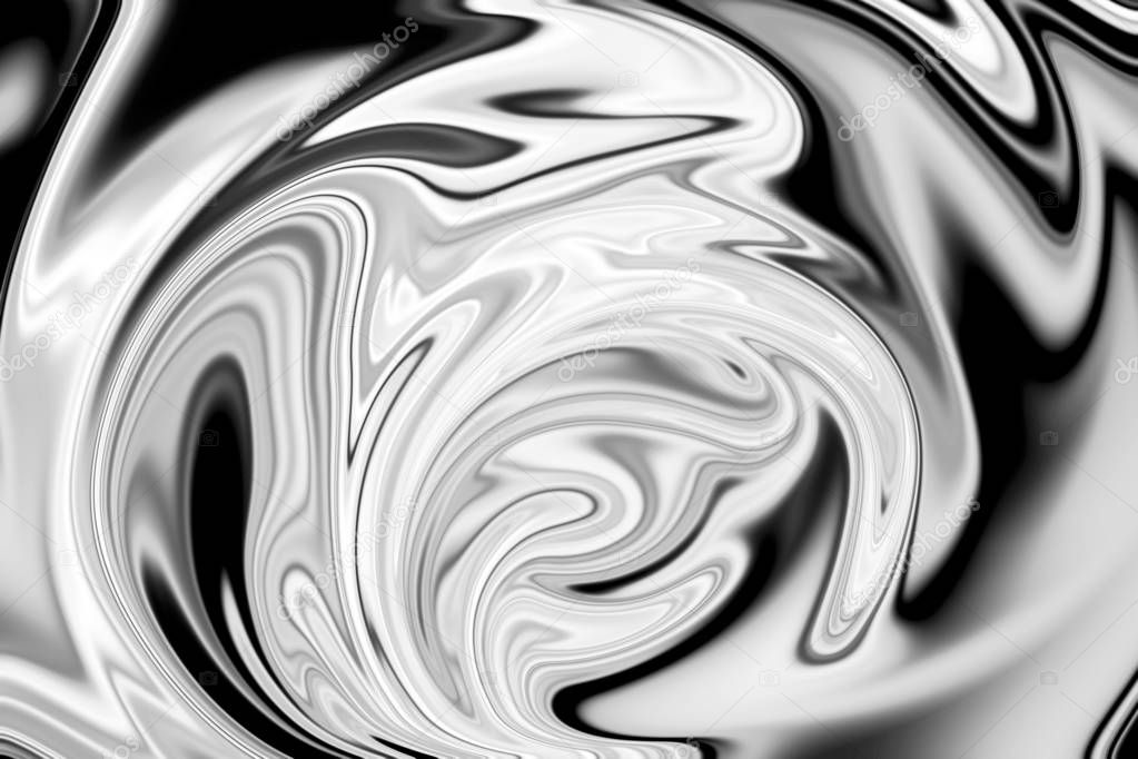 Black and white fluid art marbling paint textured background