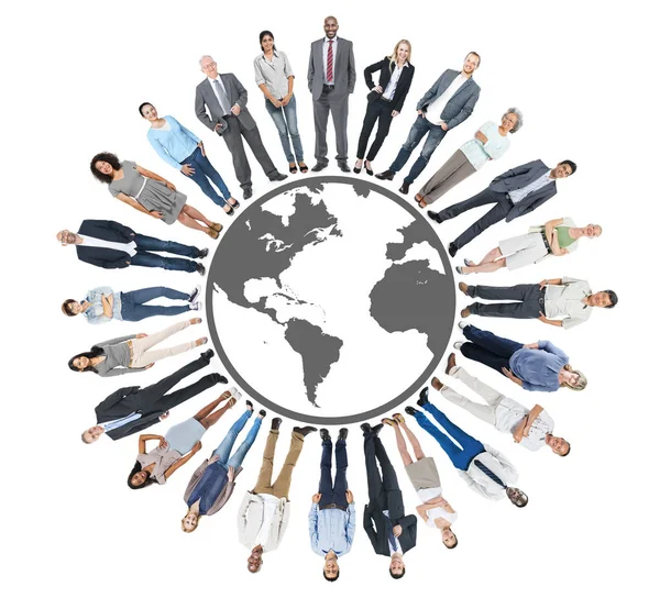 Multietniskt Grupp Människor Med Global Kommunikation — Stockfoto