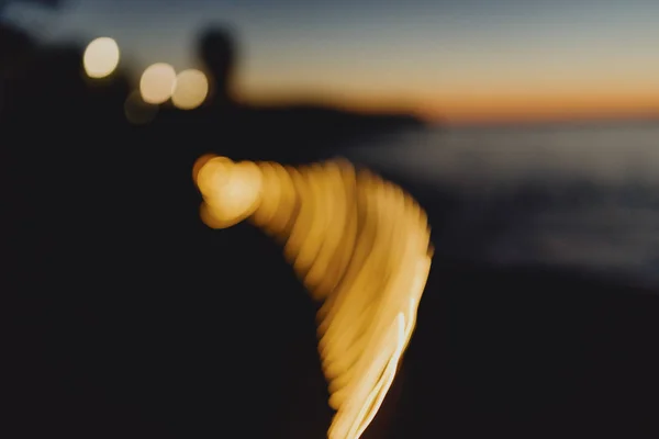 Bokeh Lighting Man Beach — Stock Photo, Image